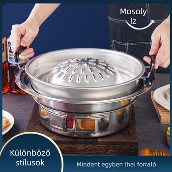 Smiling körkörös alumínium szenes grill integrált Thai hot pot-tal, könnyen tisztítható