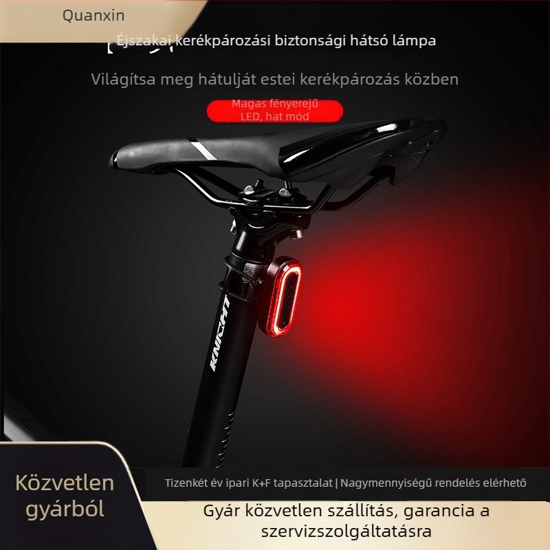 Hátsó kerékpárlámpa BK400 – USB töltés, intelligens figyelmeztetés, éjszakai tekerés, hegyi kerékpár, Quan Xin