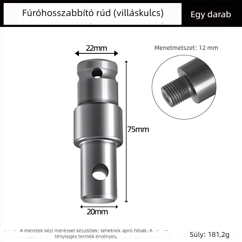Univerzális adapter ütvefúróhoz: négyzetes és kerek tengely, hex kulcs, 1/2 hüvelykes csatlakozás