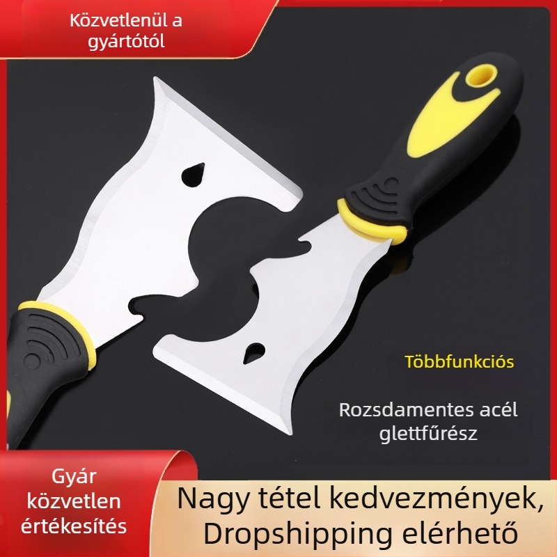 Glettvas rozsdamentes acélból, többfunkciós, vastagított pengével, Outer corner knife, Kínában gyártva
