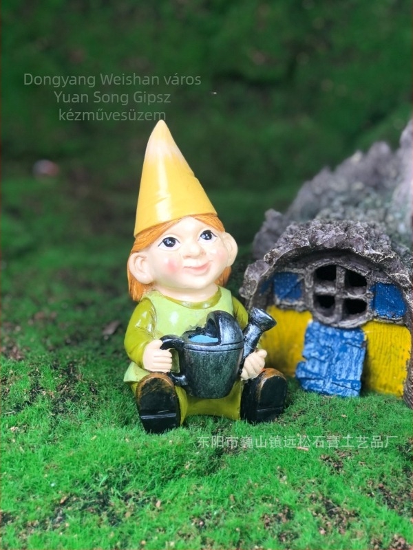 Gyantából készült kerti gnóm-elf szobor, pastorealis stílusú dekoráció a kerthez, ideális ajándék Karácsonyra