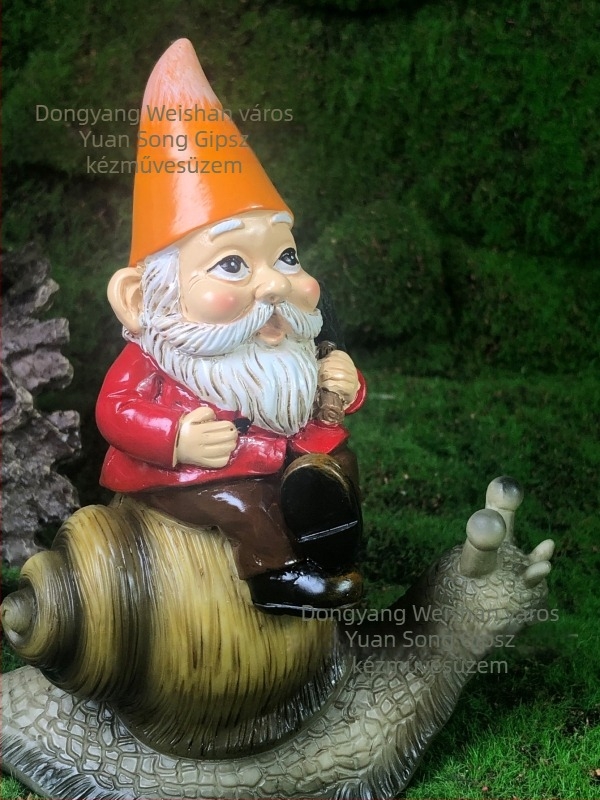 Gyantából készült kerti gnóm-elf szobor, pastorealis stílusú dekoráció a kerthez, ideális ajándék Karácsonyra