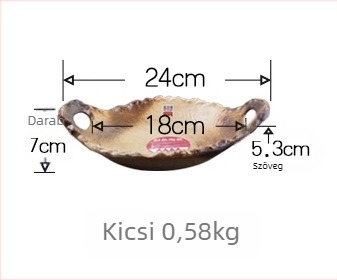 Közvetlen lángra használható kerámiaplacsa, japán stílusú, hőálló, két füllel