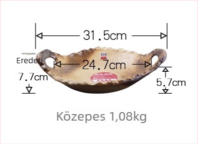 Közvetlen lángra használható kerámiaplacsa, japán stílusú, hőálló, két füllel