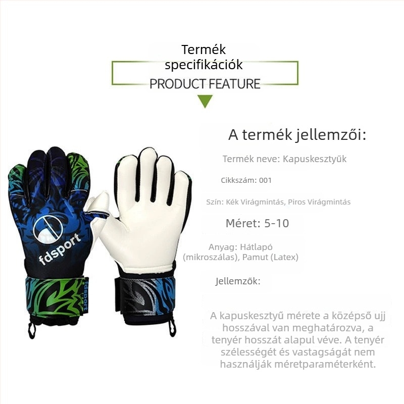 Kapuskesztyű focihoz – lélegző, ujjvédő, csúszásmentes, edzésre alkalmas, gumi, modell 8234, uniszex