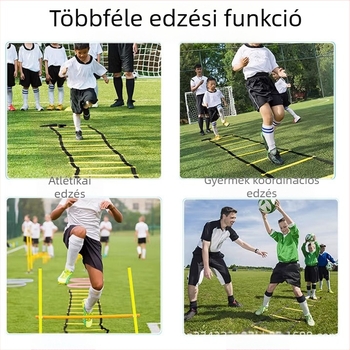 Futball-agilitási létra akadályokkal, kötél-létra, csúszásmentes felület, gyorsasági edzés és fitnesz