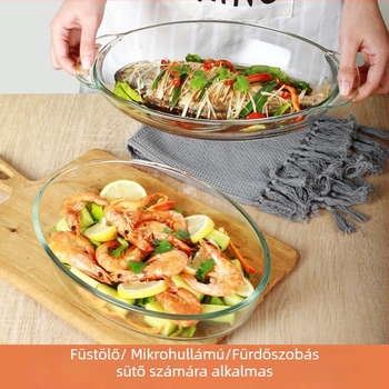 Hőálló üveg téglalap alakú tál, egyszínű minta, skandináv stílus