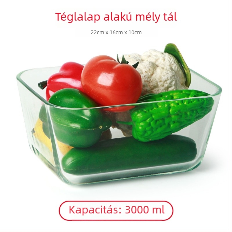 Hőálló üveg téglalap alakú tál, egyszínű minta, skandináv stílus