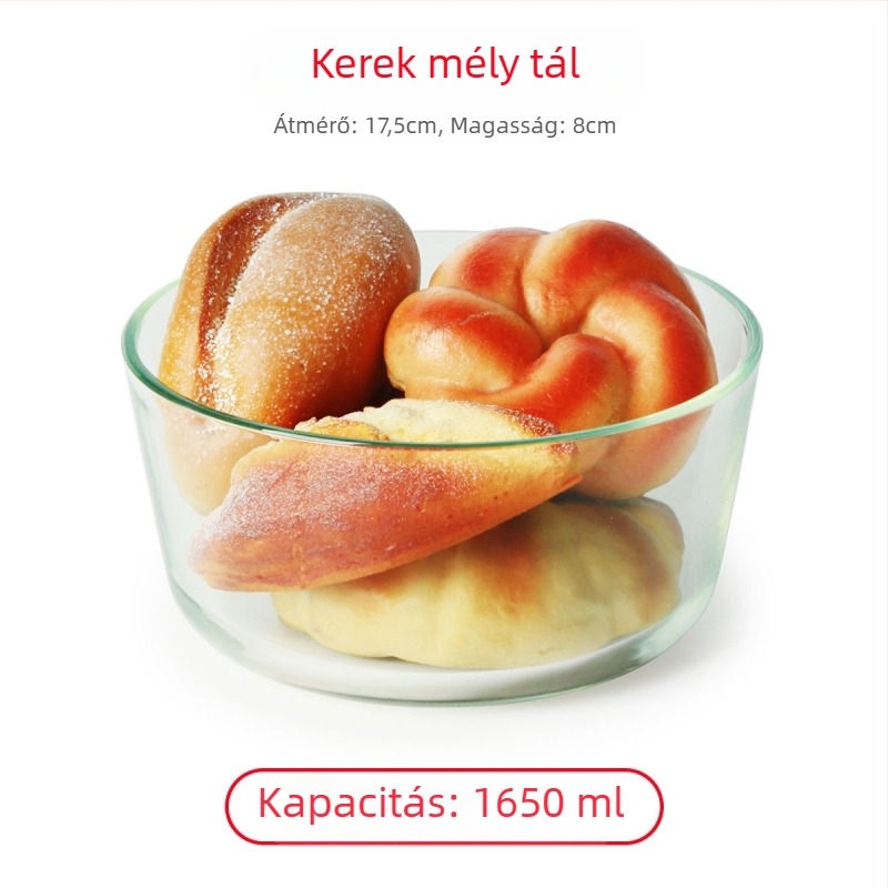 Hőálló üveg téglalap alakú tál, egyszínű minta, skandináv stílus