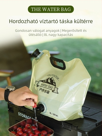 Kültéri összecsukható víztároló tasak – élelmiszer-minőségű, nagy kapacitású, kempinghez és piknikhez