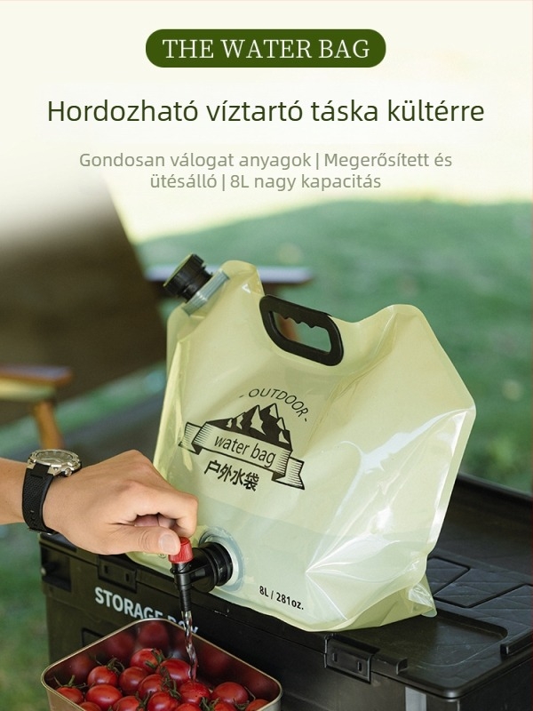 Kültéri összecsukható víztároló tasak – élelmiszer-minőségű, nagy kapacitású, kempinghez és piknikhez