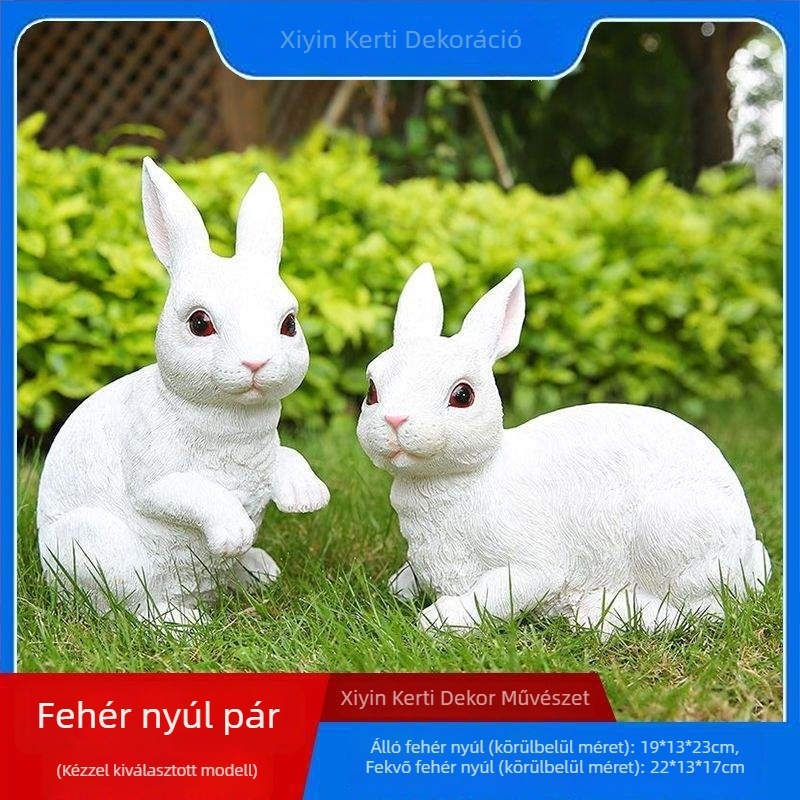 Gyantából készült nyuszi kertbe – gravírozott kivitel, kültéri dekoráció, Xinfeng márka