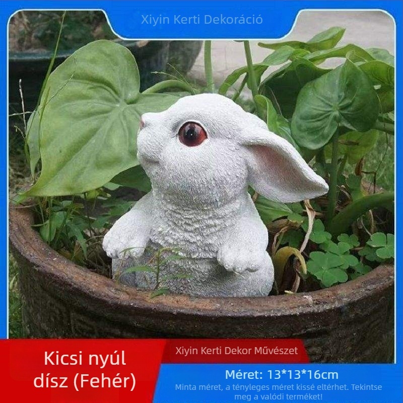 Gyantából készült nyuszi kertbe – gravírozott kivitel, kültéri dekoráció, Xinfeng márka