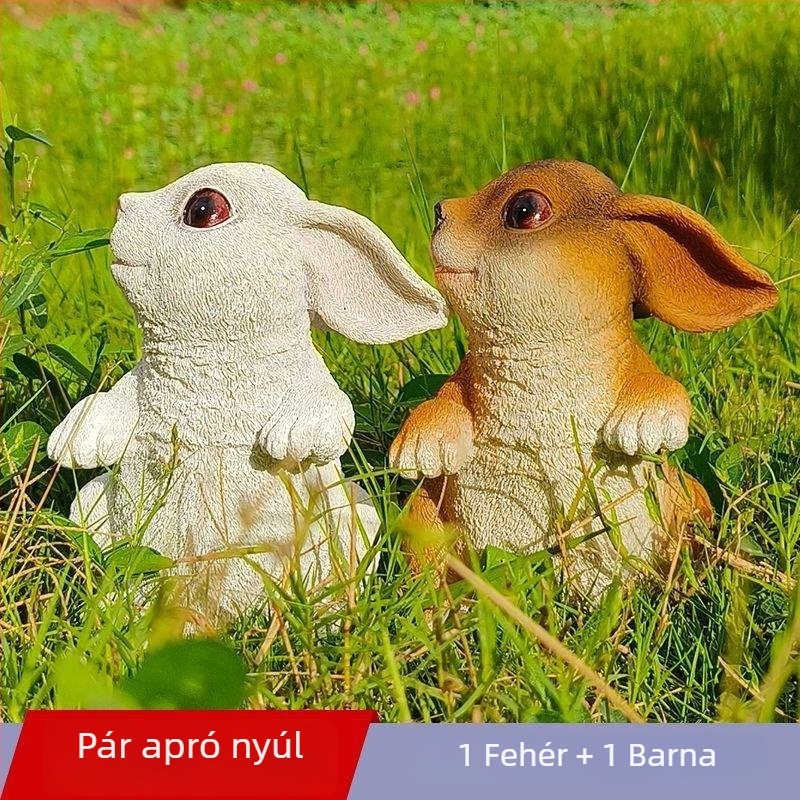 Gyantából készült nyuszi kertbe – gravírozott kivitel, kültéri dekoráció, Xinfeng márka