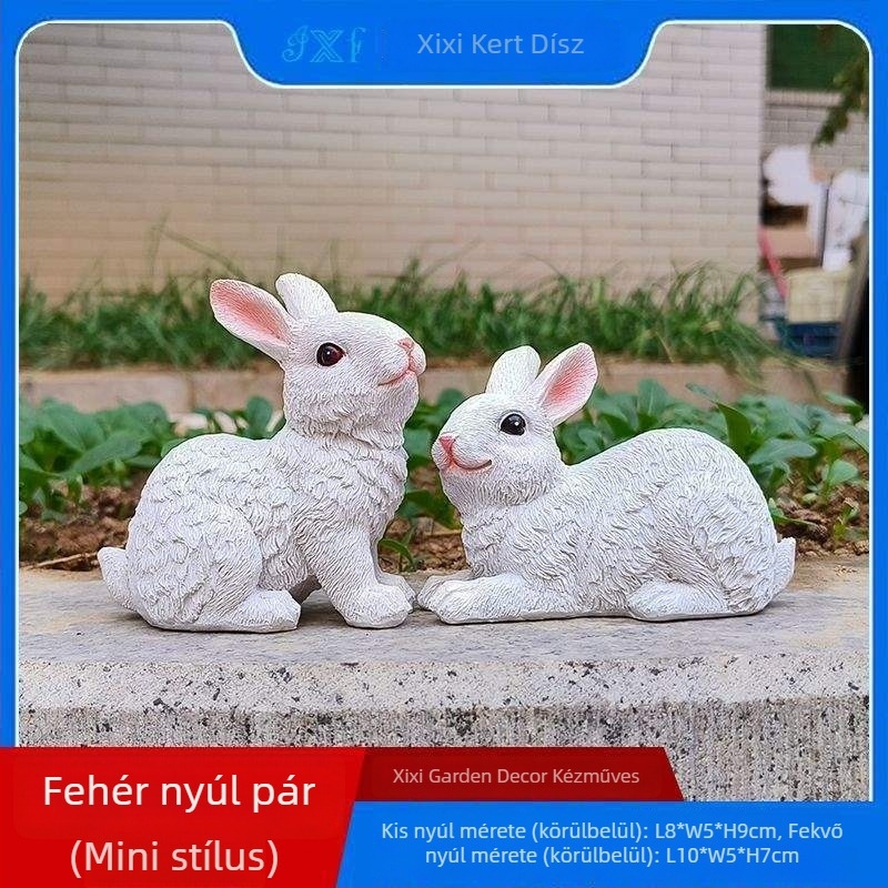 Gyantából készült nyuszi kertbe – gravírozott kivitel, kültéri dekoráció, Xinfeng márka