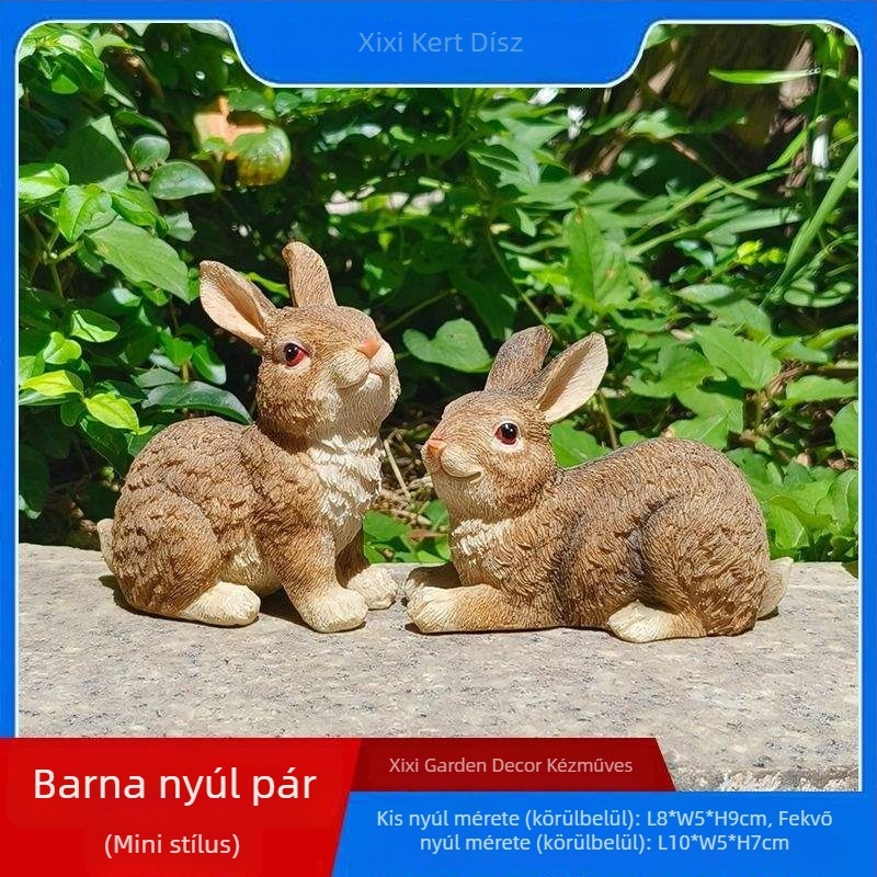 Gyantából készült nyuszi kertbe – gravírozott kivitel, kültéri dekoráció, Xinfeng márka