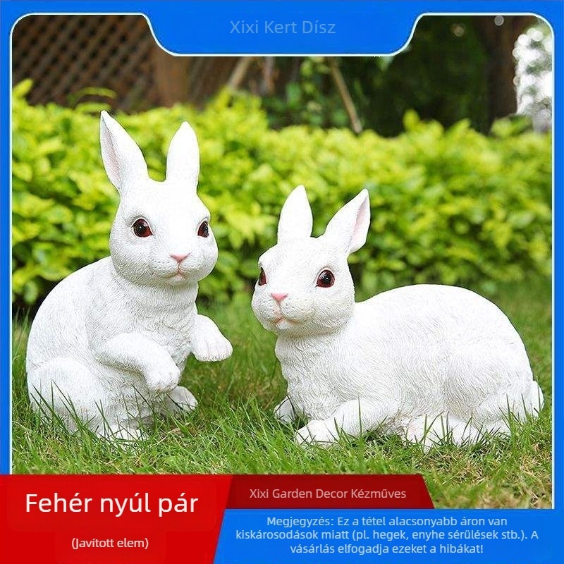 Gyantából készült nyuszi kertbe – gravírozott kivitel, kültéri dekoráció, Xinfeng márka