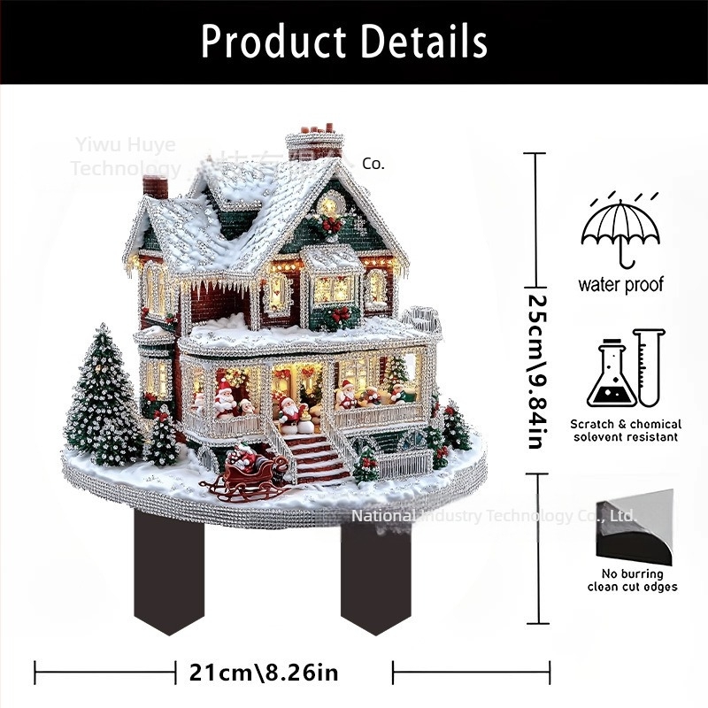 Akril 2D Karácsonyi Tündér Háza – kertbe való állvány beltéri és kültéri használatra, vízálló és kopásálló