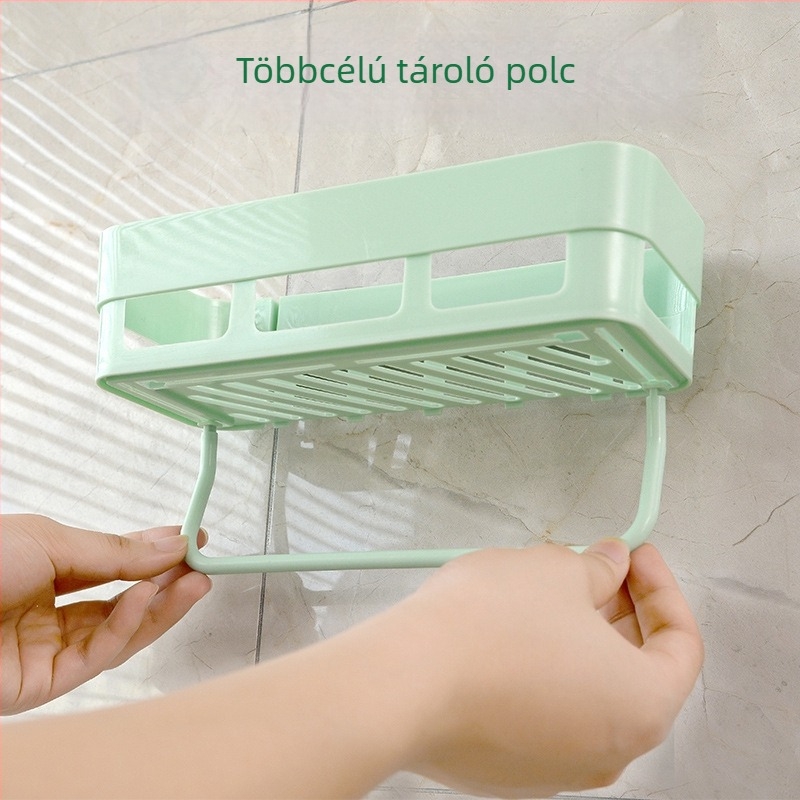 Fürdőszobai falra szerelhető tároló vákuumrögzítéssel, műanyag, modell 6205, 3 kg teherbírás, egy polc