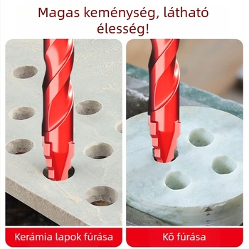 Csempéhez való fúró, négyélű recés excentrikus ütéses dizájn, száraz fúráshoz, kiterjesztett pozicionálás, nagy szilárdságú csempéhez