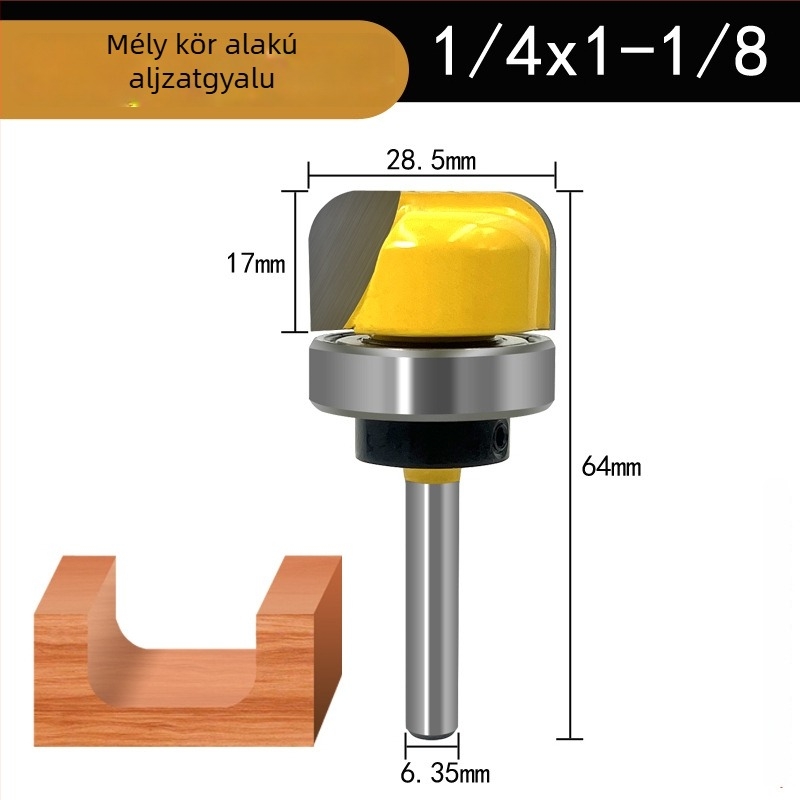 Famegmunkáló marószerszám készlet, 3 részes, 6 mm-es szárral, kerek aljú, csapágyazással, marógépekhez