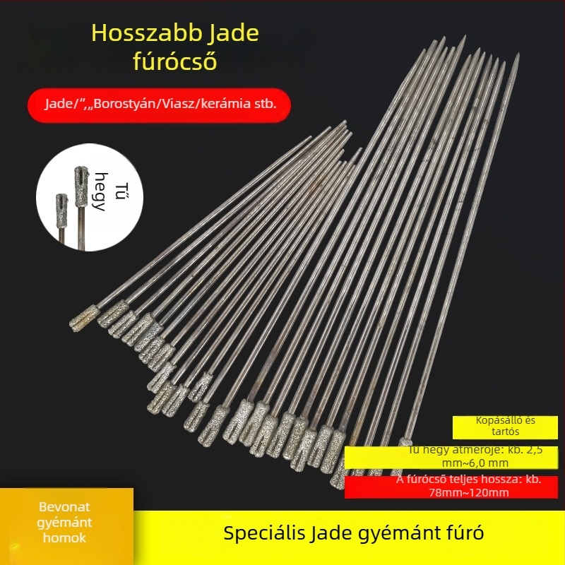 Meghosszabbított szárú gyémántfúró jade-hoz, agat-hoz, kőhöz, üveghez és kerámiához