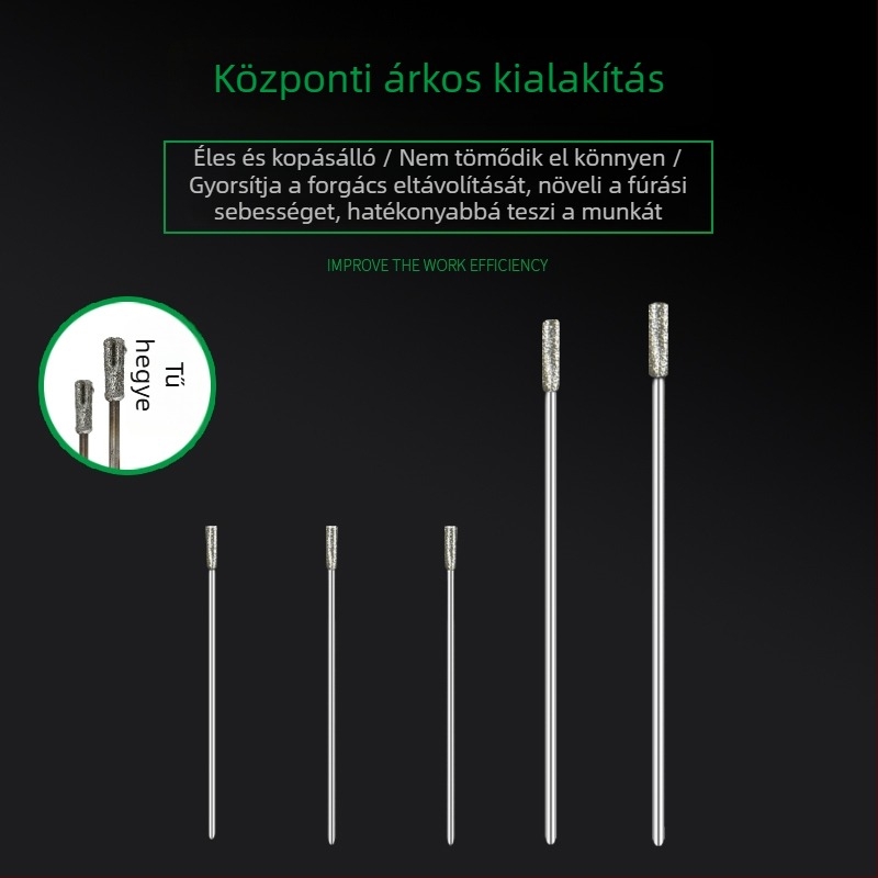 Meghosszabbított szárú gyémántfúró jade-hoz, agat-hoz, kőhöz, üveghez és kerámiához