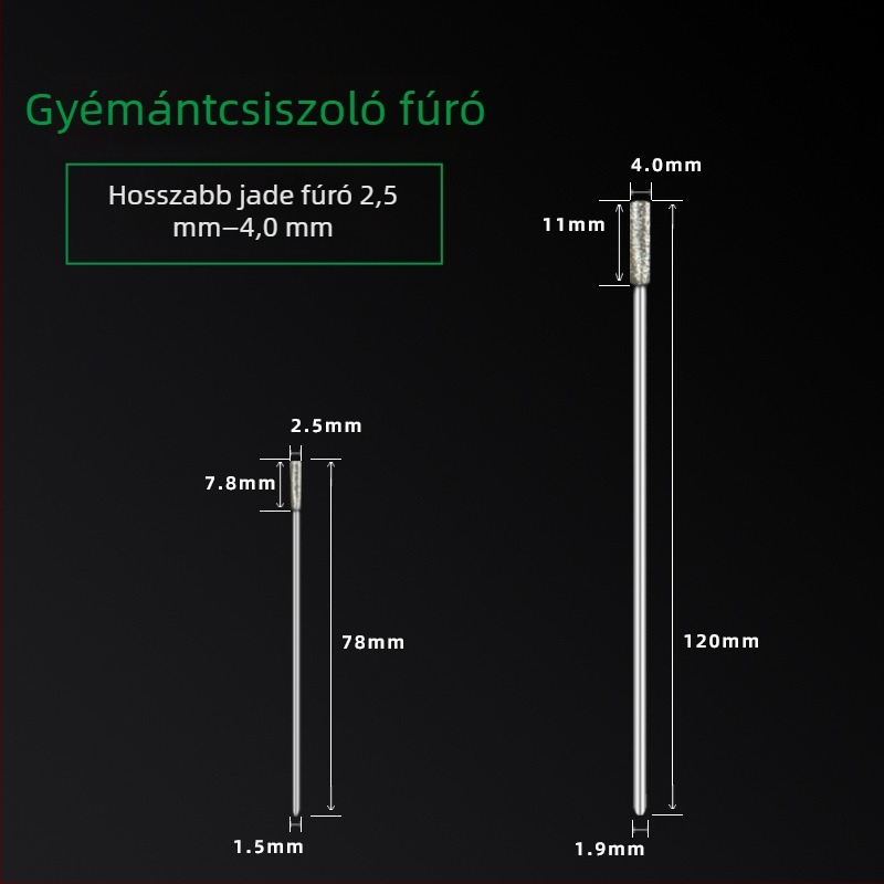 Meghosszabbított szárú gyémántfúró jade-hoz, agat-hoz, kőhöz, üveghez és kerámiához