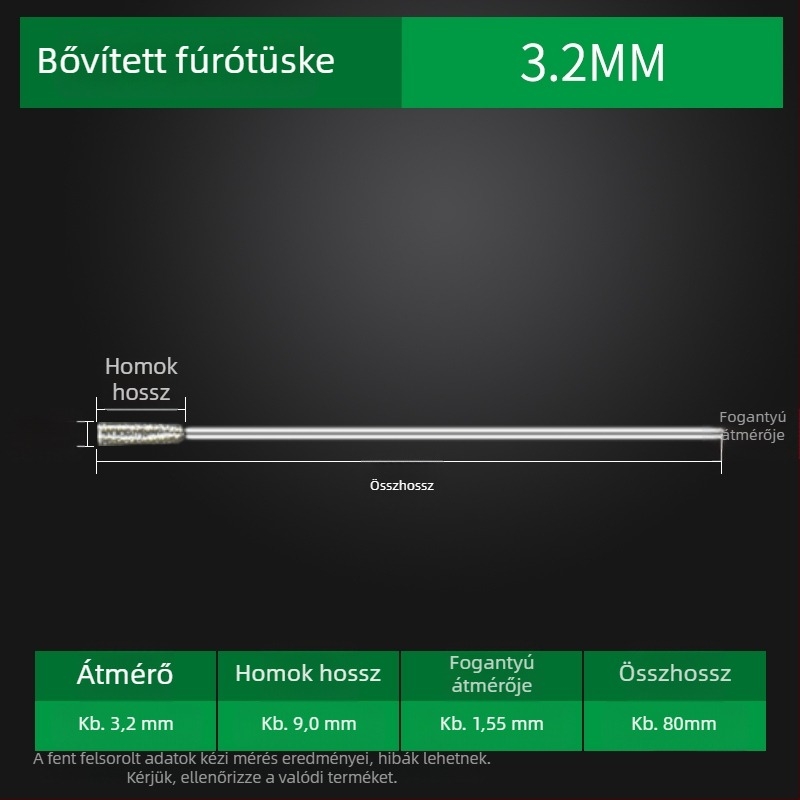 Meghosszabbított szárú gyémántfúró jade-hoz, agat-hoz, kőhöz, üveghez és kerámiához