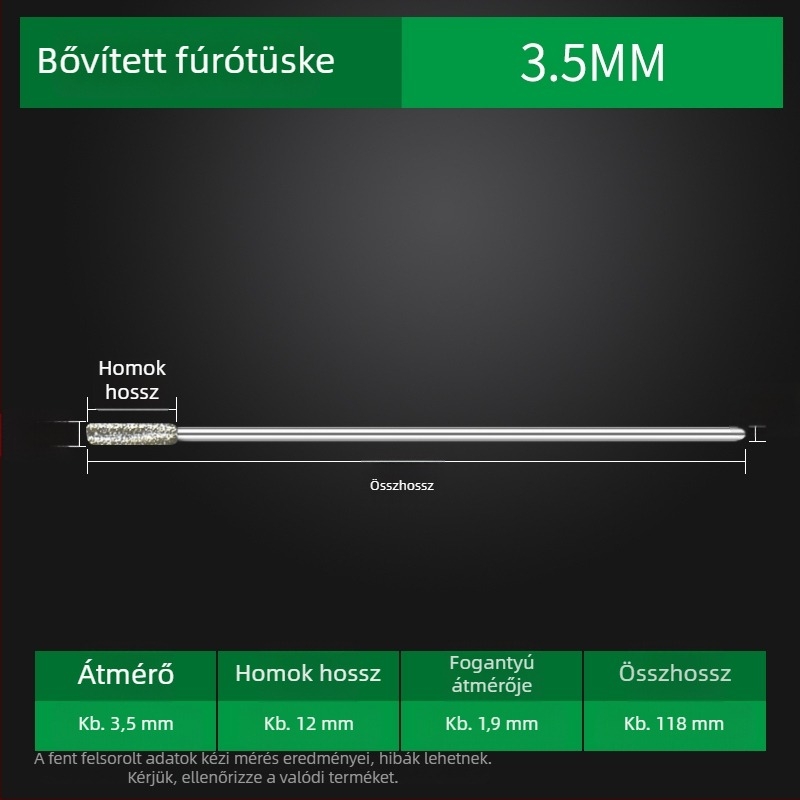 Meghosszabbított szárú gyémántfúró jade-hoz, agat-hoz, kőhöz, üveghez és kerámiához