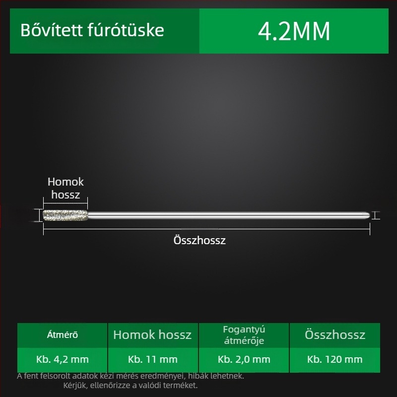Meghosszabbított szárú gyémántfúró jade-hoz, agat-hoz, kőhöz, üveghez és kerámiához