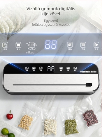 Teljesen automata élelmiszer-vákuumcsomagoló gép, otthoni és kereskedelmi használatra, nedves és száraz anyagokhoz, műanyag lezárás és frissesség megőrzése