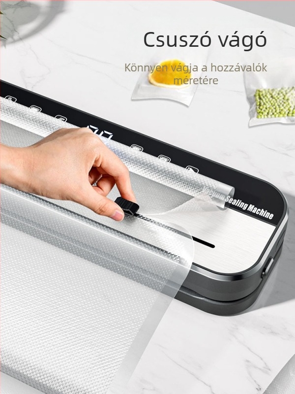 Teljesen automata élelmiszer-vákuumcsomagoló gép, otthoni és kereskedelmi használatra, nedves és száraz anyagokhoz, műanyag lezárás és frissesség megőrzése