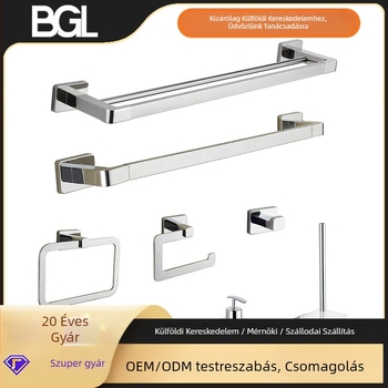 Fürdőszobai törölközőtartó készlet – cinkötvözet, elektroplatolt felület, teherbírás 10 kg, 1 szint, modern minimalista stílus