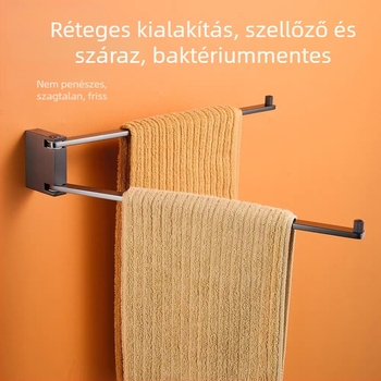 Forgatható kétszintes törölközőtartó réz-krómozott bevonattal – furatos szerelés, teherbírás 20 kg