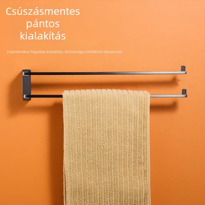 Forgatható kétszintes törölközőtartó réz-krómozott bevonattal – furatos szerelés, teherbírás 20 kg