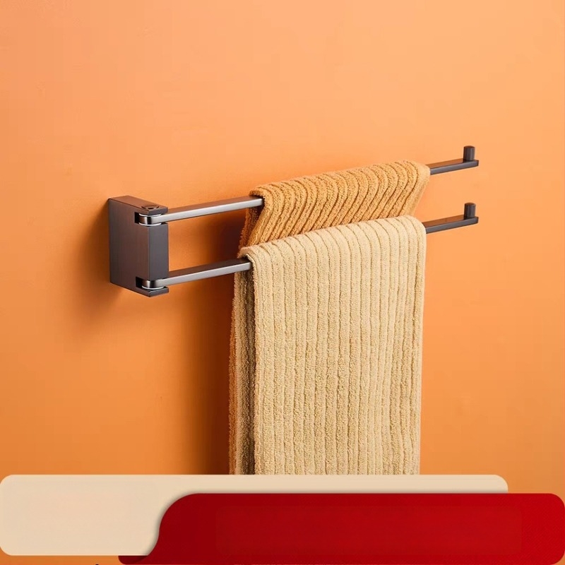 Forgatható kétszintes törölközőtartó réz-krómozott bevonattal – furatos szerelés, teherbírás 20 kg