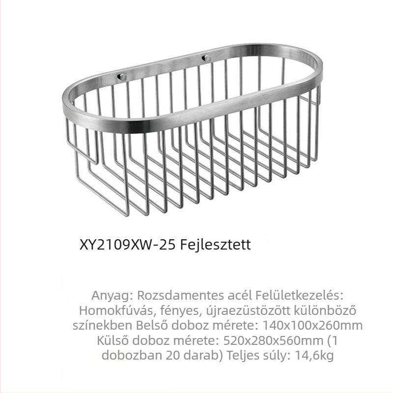Fürdőszobai hardver készlet rozsdamentes acél tárolóval és 304-es rozsdamentes acél drótkosárral