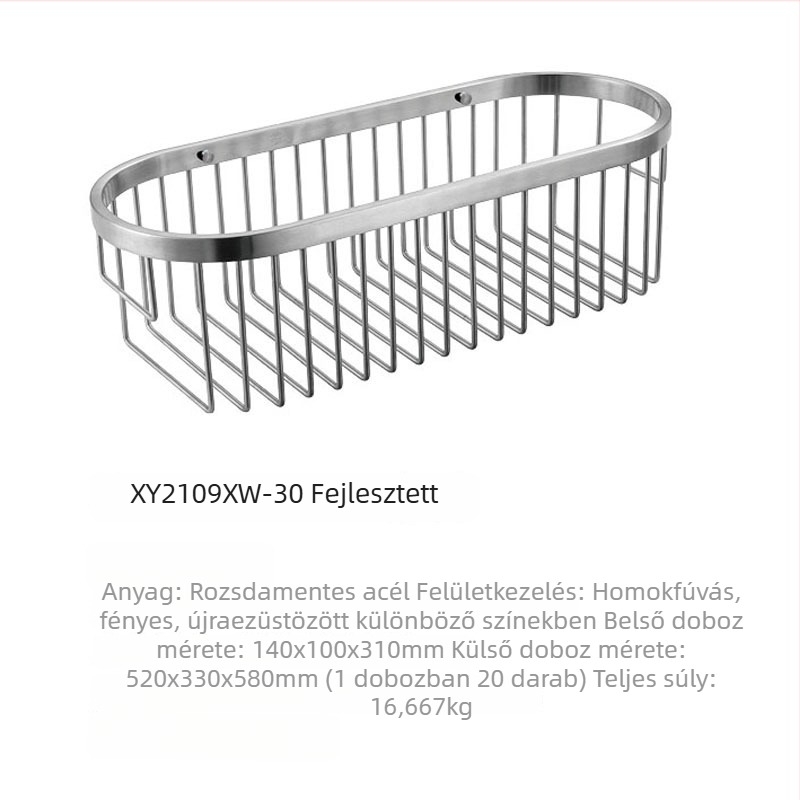 Fürdőszobai hardver készlet rozsdamentes acél tárolóval és 304-es rozsdamentes acél drótkosárral