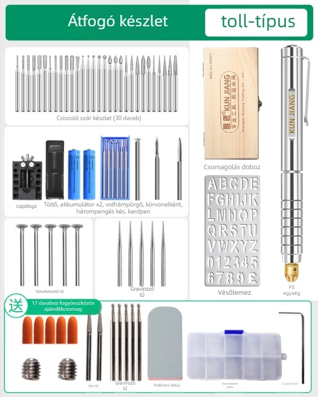 Név­táblákhoz és fém/jád gravírozáshoz használható gravíró toll — akkumulátoros működés, DC 10-30V, Márka: Other, Alkalmazási terület: névtáblák és fém/jád gravírozás