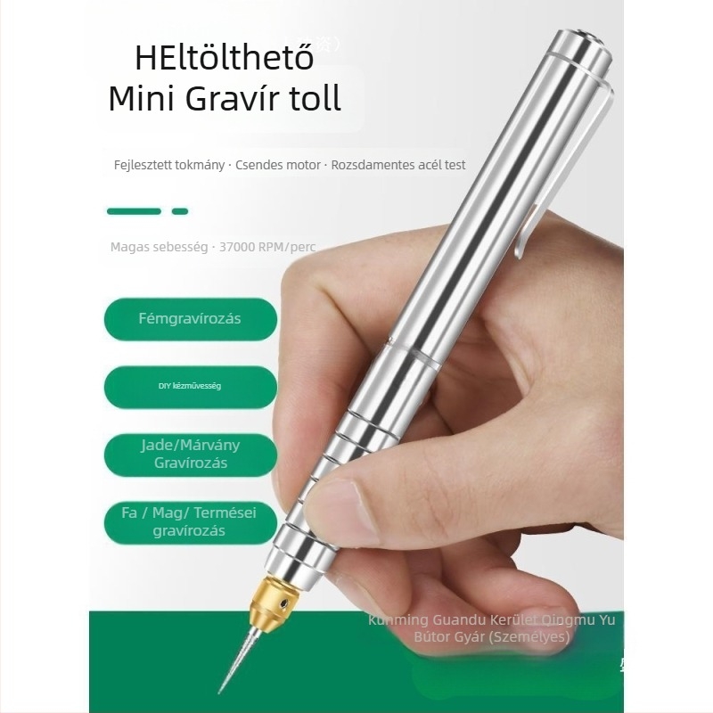 Név­táblákhoz és fém/jád gravírozáshoz használható gravíró toll — akkumulátoros működés, DC 10-30V, Márka: Other, Alkalmazási terület: névtáblák és fém/jád gravírozás