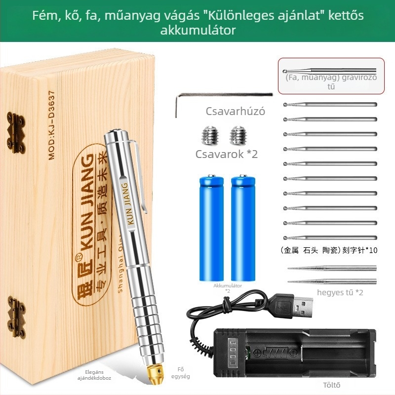 Név­táblákhoz és fém/jád gravírozáshoz használható gravíró toll — akkumulátoros működés, DC 10-30V, Márka: Other, Alkalmazási terület: névtáblák és fém/jád gravírozás