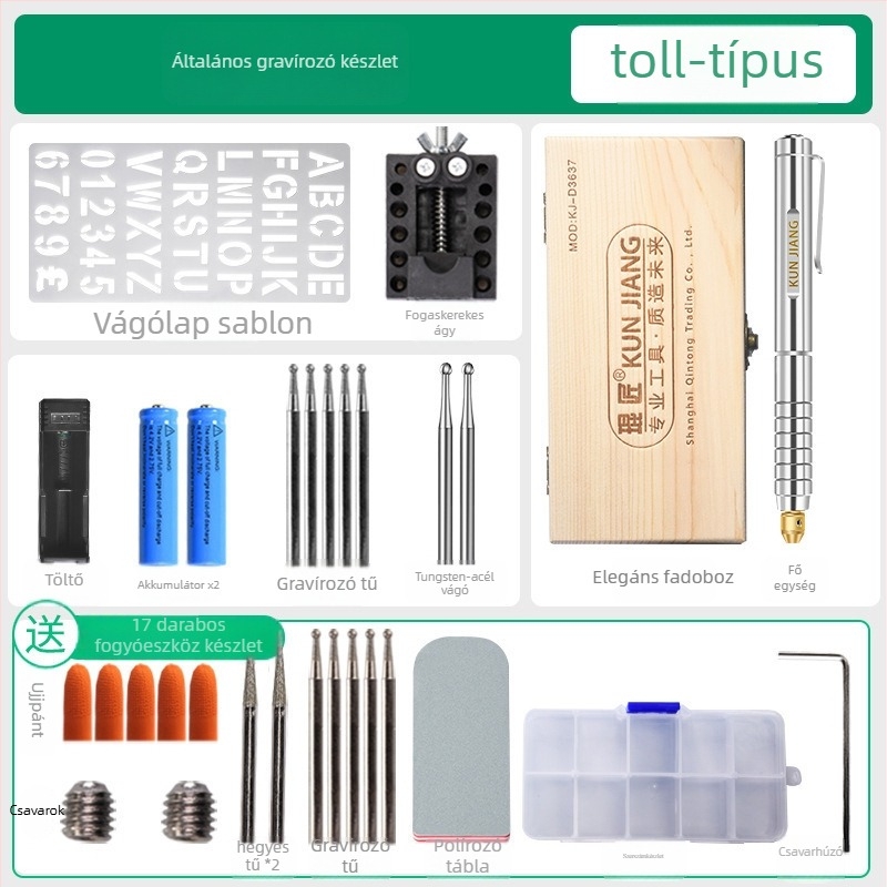 Név­táblákhoz és fém/jád gravírozáshoz használható gravíró toll — akkumulátoros működés, DC 10-30V, Márka: Other, Alkalmazási terület: névtáblák és fém/jád gravírozás
