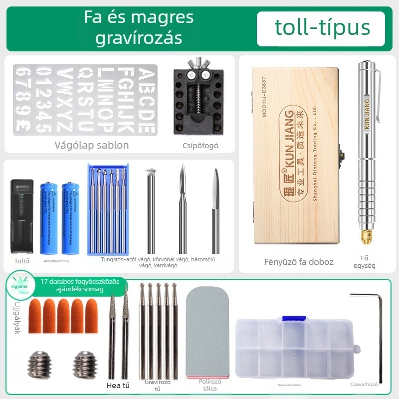 Név­táblákhoz és fém/jád gravírozáshoz használható gravíró toll — akkumulátoros működés, DC 10-30V, Márka: Other, Alkalmazási terület: névtáblák és fém/jád gravírozás
