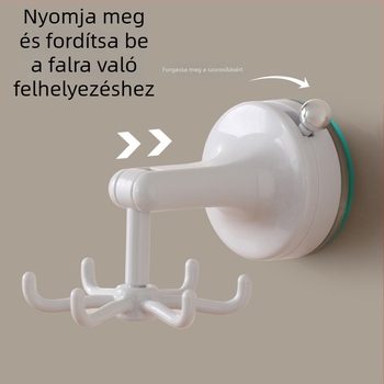 FaSoLa PVC konyhai falra szerelhető tárolópolc szívó kupakkal és forgó akasztókkal – modern minimalist stílus, 75 g