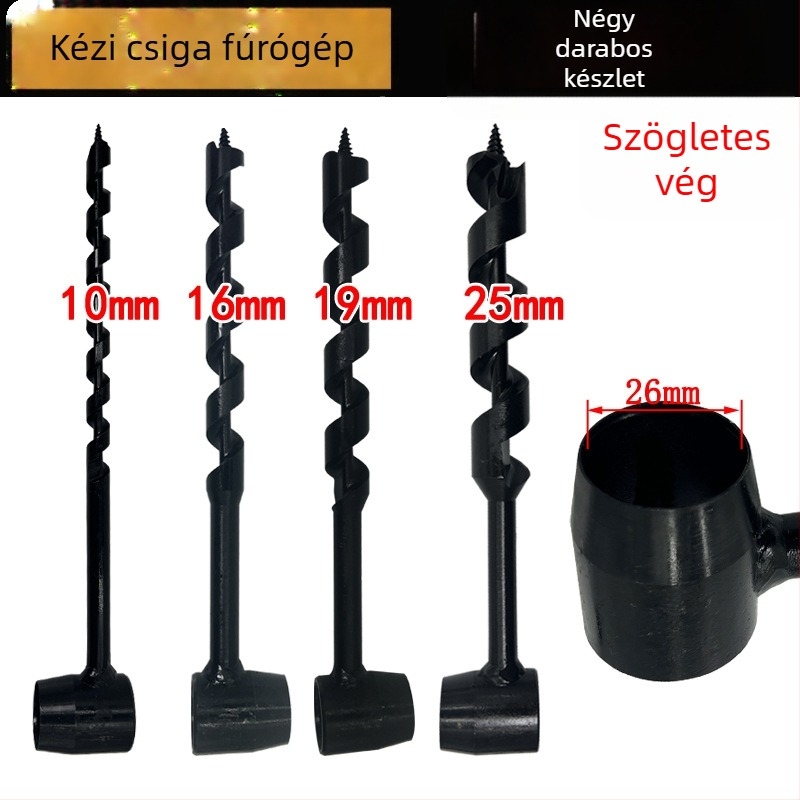 Kézi spirálfúró famegmunkáláshoz, hosszított kivitel