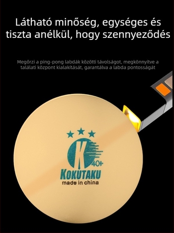 Kokutaku asztalitenisz labdák, 3 csillagos, 6 darabos dobozban, ABS anyag, varrott felület, verseny/edzés szint