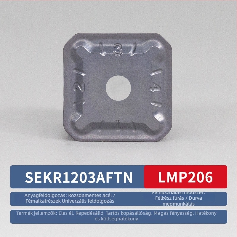 CNC négyszögletes marópenge SEKN1203/1504, rozsdamentes acél, finom marás, kettős fej gantry, fém-kerámia penge