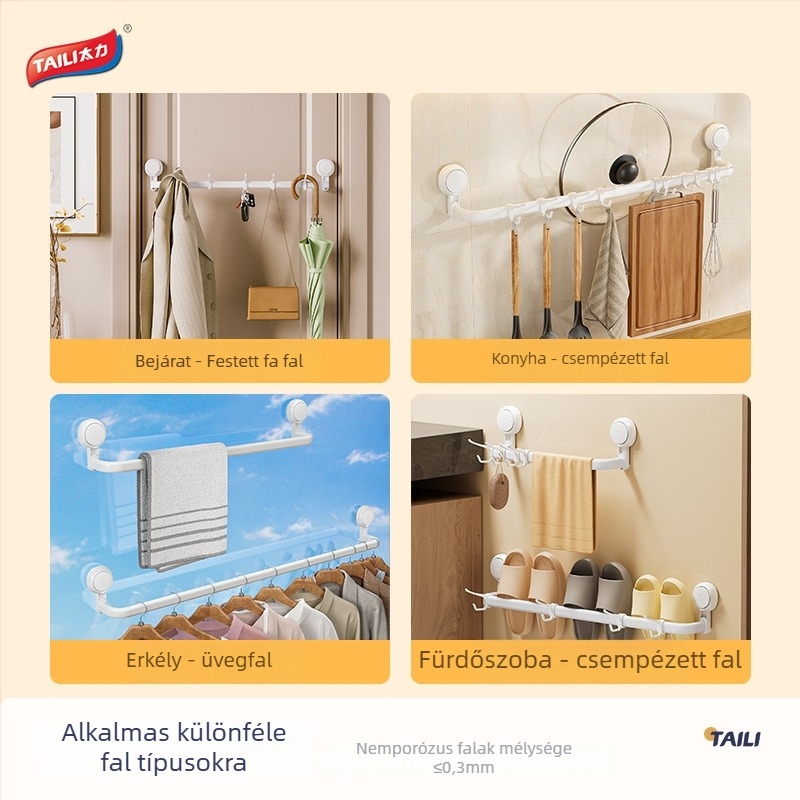 Too Much Force AW556 Modern minimalist konyhai falra szerelhető edény- és eszköztároló vákuumos rögzítéssel