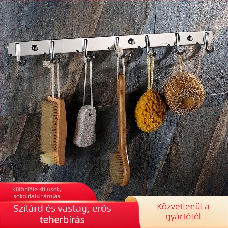 304 rozsdamentes acélból készült falra szerelhető horogkészlet, polírozott felület, modern minimalist stílus, súly 15 kg, márka Yoda Mei